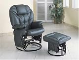 Green Leatherette Cushion Swivel Glider With Ottoman By Coaster Furniture