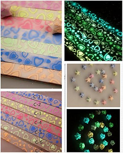 Glow in Dark Lucky Star Origami Folding Plastic Strip Paper Lovely Heart Design ,1order x 1 color,set15