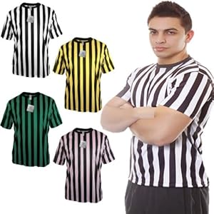 Mato & Hash Men's Short Sleeve Crewneck Referee Ref Bar Shirt Black/White L