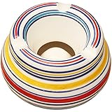 SouvNear Ashtray 4.6" Handmade Hand Painted Ashtray for Outdoors & Indoors Decorative Ceramic Moroccan Smoking Smoke Ash Tray with 3 Cigarette Holder Slots - Ash Tray Office Bar Patio Garden D&eacute;cor