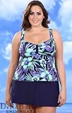 Delta Burke Shanghai Gardens Plus Size Two Piece Skirtini - Women's Swimsuit Plus Size Swimsuit