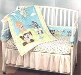 LOONEY TUNES Night Owl Baby Crib Bedding Set 6 and Musical Mobile.