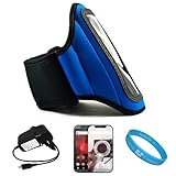 Blue Moisture Resistant Protective Neoprene Exercise Workout Armband with A ....