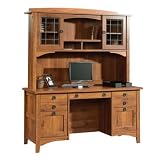 Abbey Oak Computer Credenza with Hutch JXA107