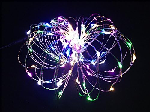 TonLong DC12V 16.4FT/5M 50 LED Silver Colour Copper Wire LED String Lights Lamp Waterproof LED Starry Fairy light for Holiday and Party Multi-Color