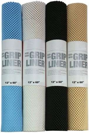 Non-Skid Grip Shelf Liner / Drawer & Cabinet Shelves Non-Slip Liner, 12-Inch X 60-Inch (Choose from 4 Colors) (Beige)