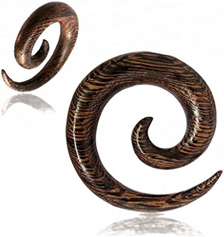 Spiral Wood Gauge Piercings Psychedelic Wood Tapers Handmade 6ga (4mm)