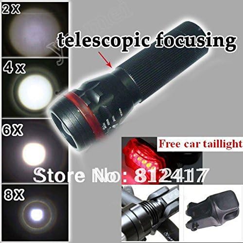 ChicSport Warning torchlight Adjustable Zoom LED Flashlight bicycle light +360 degree rotation holder+ Rear Light 1set/lot