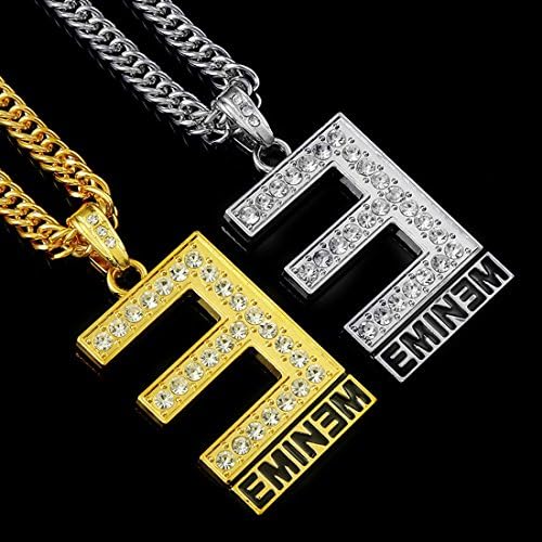 2015 2 Color Exaggerate Czech Rhinestone Eminem Pendent Necklace (Gold)