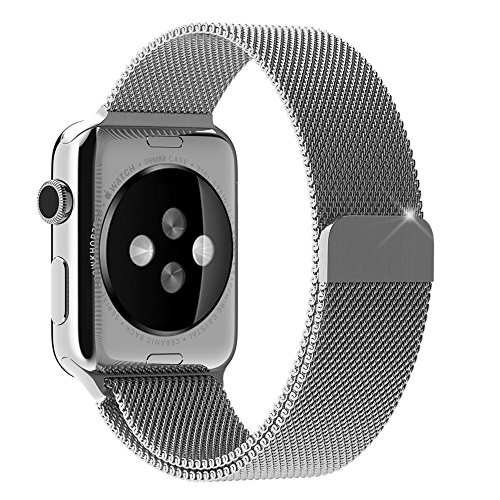 Apple Watch Band 38mm, Marge Plus Magnetic Closure Clasp Milanese Loop Stainless Steel Mesh Bracelet Strap Replacement Band for Apple Watch Silver