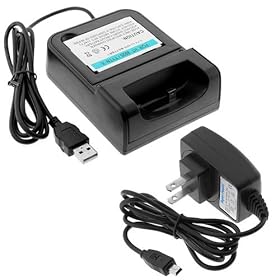 HTC AT&T Tilt / TyTn II / AT&T cingular 8925 PDA Smartphone USB Docking Cradle Twin Battery Desktop Charger with Plug In AC Adapter