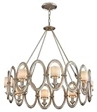 Corbett Lighting 134-48 Embrace 8 Light Single Tier Chandelier in Satin Silver Leaf with White Pearl Glass glass