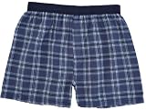 Adult Flannel Boxer Shorts Elastic Waist False Fly Royal Blue and White Plaid