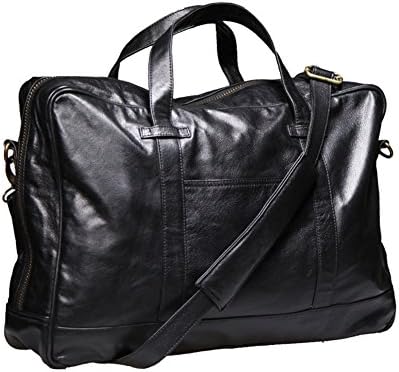 VIPARO Black Leather Travel Duffle Holdall Everyday Overnight Bag - Justice
