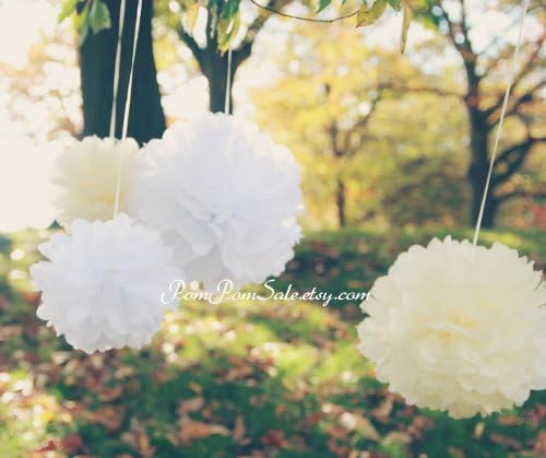 PomPomSale Brand "Fairy Princess" - 6 Tissue Paper Pom Poms - Wedding / Baby Shower / Birthday Party / Nursery Decor