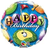 Happy Birthday Golf Tee Golf Balls 18 Mylar Balloon