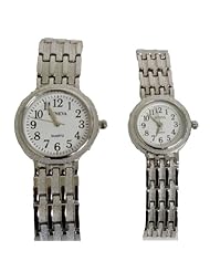Geneva His & Hers Matching Watch Set Silver Bracelet with White Face