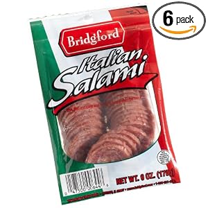 Bridgford Italian Salami, Sliced, 6-Ounce Packages (Pack of 6)