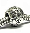 Sterling Silver Snowflake Bead for Pandora Troll European Charm Bracelets