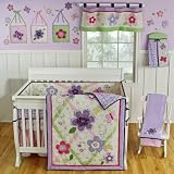 Sumersault Lily 4 Piece Crib Set, Lavender