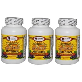 Brazilian Acai Daily Cleanse- 270 caps, 3 Months Colon Cleanse, energize, Detox weight loss with 1 Billion Probiotics Lactobacillus Acidophilus