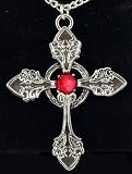 Nordic Gothic Cross Necklace Rockabilly Vampire Red New Real Metal Jewelry