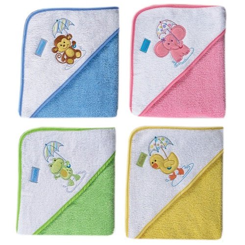 Luvable Friends Animal Umbrella Hooded Towel - Woven Terry, Blue