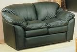 Avalon Black Leather Match Pillow Top Loveseat