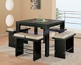 51p7A2j23xL. SL160  Modern Furniture Elegant Wenge Veneer Bar Table with Four Beige Matching Benches