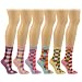Ladies Cotton 6 Pairs Colorful Checkerd Crew Ladies Mid Calf Socks Cotton Set
