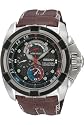 Seiko #SPC041P1 Men's Velatura Leather Strap Yachting Timer Chronograph Watch