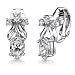 Sterling Silver Oval and Round Shape White Cubic Zirconia Clip On Earrings