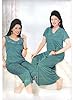 Indiatrendzs Women's Silk Satin Nighty Teal Blue 3pc Set Bedroom Nightwear Dress Freesize