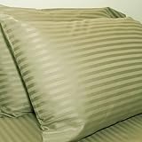 IMAGE OF Traditions Bed Linens 100% Egyption Cotton Sateen Stripe 600 Thread Count Queen Taupe