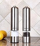 Greenco Automatic Electric Pepper Mill and Salt Grinder, Stainless Steel