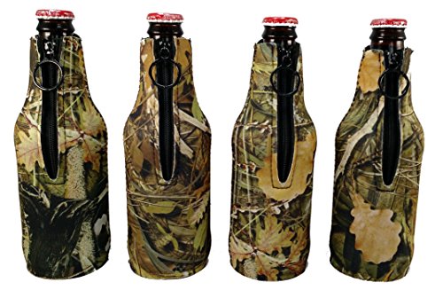 Beer Bottle Zipper Insulators Set of 4 Camo Coolies