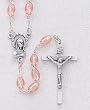 Rosary - 6mm Pink Beads - 18" Silver Tone - IMPORTED FROM ITALY - Boxed Rosary - 6mm Pink Beads - 18" Silver Tone - IMPORTED FROM ITALY - Boxed