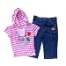 Disney Princess - Clothing - Girls Little Mermaid Striped Hooded Short Sleeve Shirt and Jeans Outfit