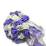 [Neustadt] ウェディングブーケに バラ 造花の ブーケ (ホワイト×パープル)
