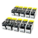 PATRONENSET für Canon PGI520BK mit Chip 10xschwarz - Schwarz je 20 ml, kompatibel zu PGI-520PGBK