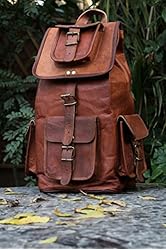 HLC Real Leather Vintage Backpack Bag Rucksack Bag