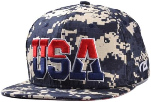 Goyestore USA Cap Flat Brim Snapback Black Blue Backdrop Hat FBA (Black)
