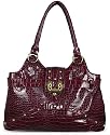 Womens Purple Red Croc Studs Designer Shoulder Handbag