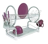 Premier Housewares Chrome 2-Tier Dish Drainer with White Removable Drip Tray