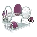 Premier Housewares Chrome 2-Tier Dish Drainer with White Removable Drip Tray