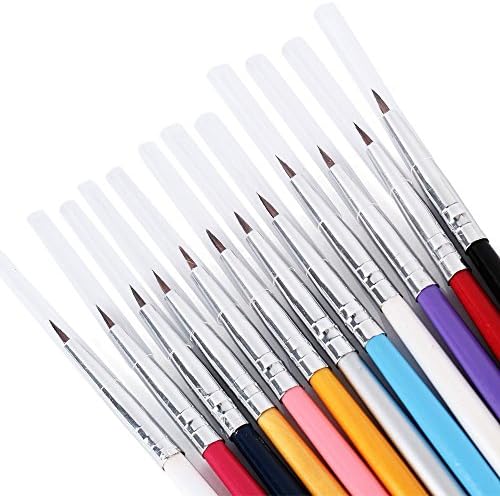 Colorlife 12 Pieces Trendy Color Nail Art Tips Drawing Paint Brush Pen Set Tool with Exclusive Gift