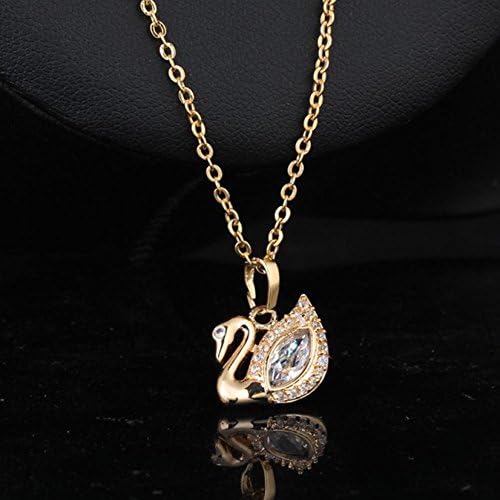 Hot sale 18k gold plated elegant swan whit big oval white zircon necklaces& pendants for women yilia
