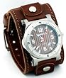 Nemesis #BLBB073B Men's Stainless Steel Wide Cuff Band Anlalog Black Dial Watch