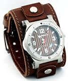 Nemesis #BLBB073B Men's Stainless Steel Wide Cuff Band Anlalog Black Dial Watch