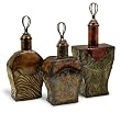 Set of 3 Unique Decorative Metal Bottles with Lids